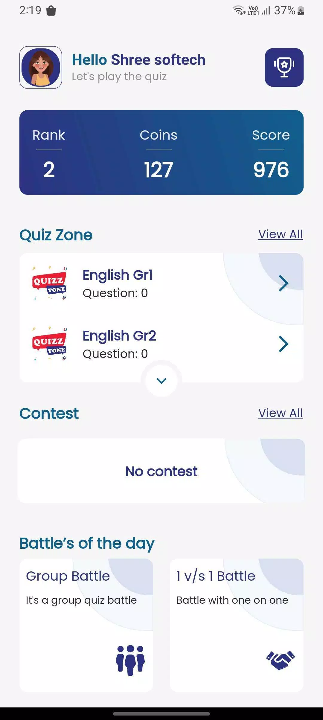 Schermata quizztone 0