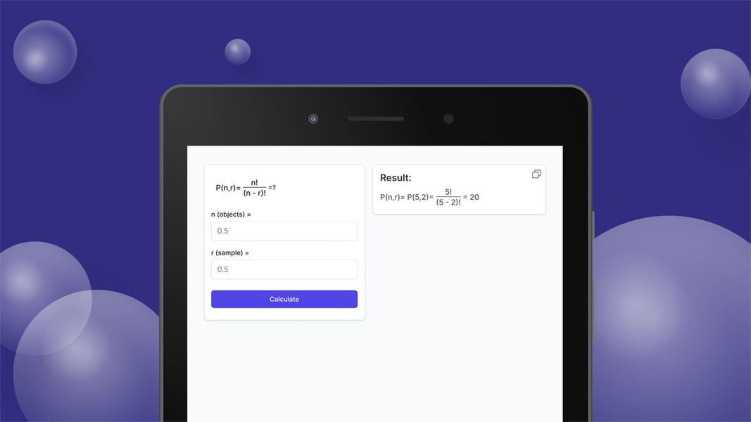 Permutations Calculator Zrzut ekranu 1