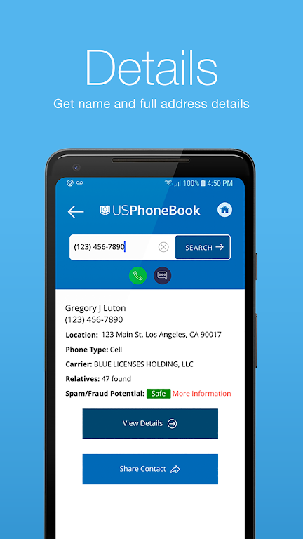 USPhoneBook Captura de pantalla 3