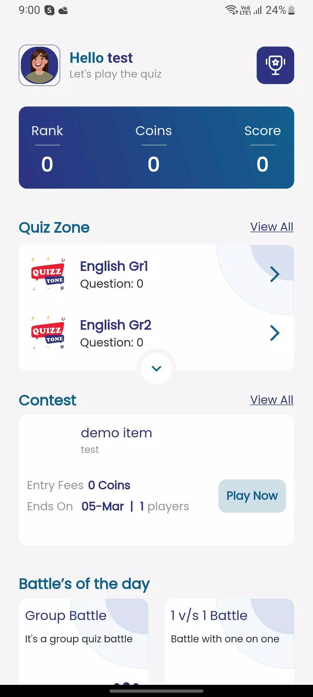 Schermata quizztone 1