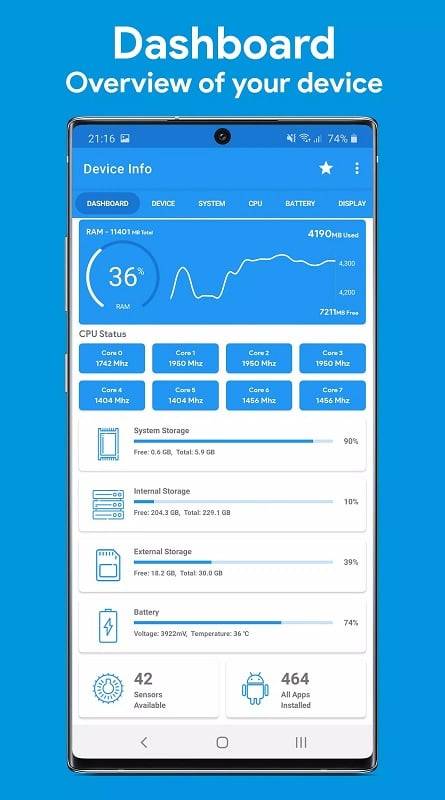 Device Info: System & CPU Info ภาพหน้าจอ 2