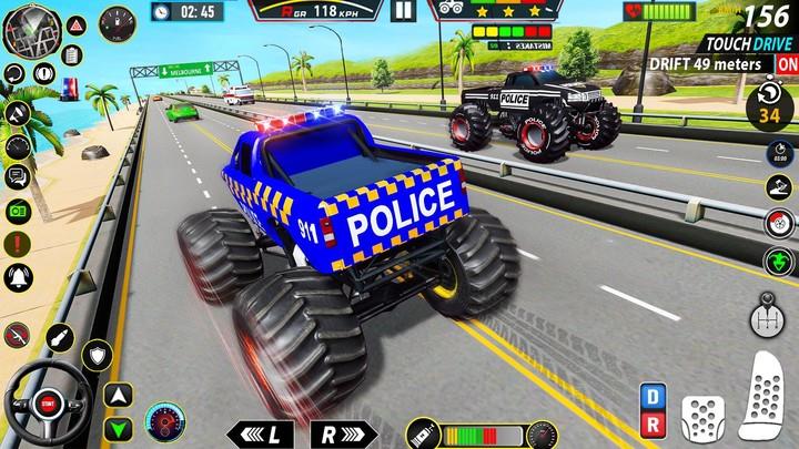 Police Monster Truck Car Games Captura de pantalla 3