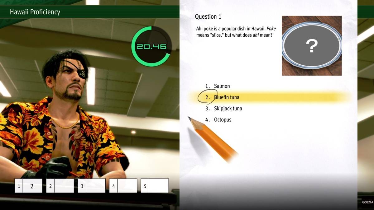 * LAD: Pirate Yakuza in Hawaii* Gameplay che mostra una delle risposte della scuola professionale di Ounabara alla competenza delle Hawaii