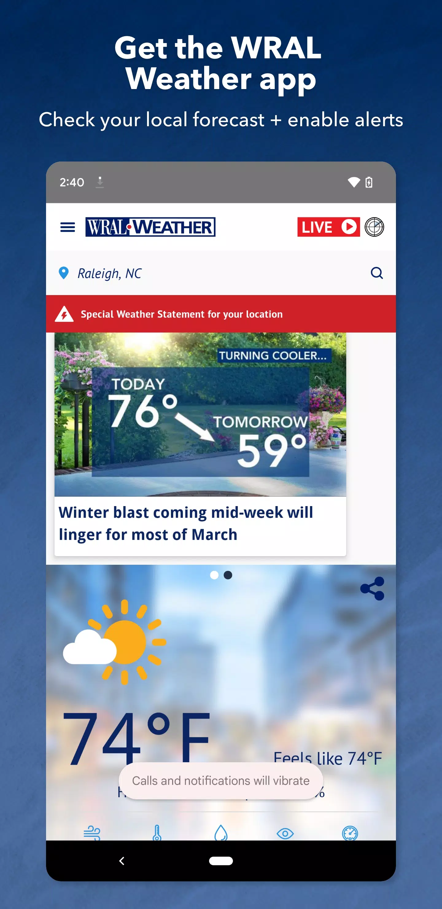 WRAL Weather ภาพหน้าจอ 0