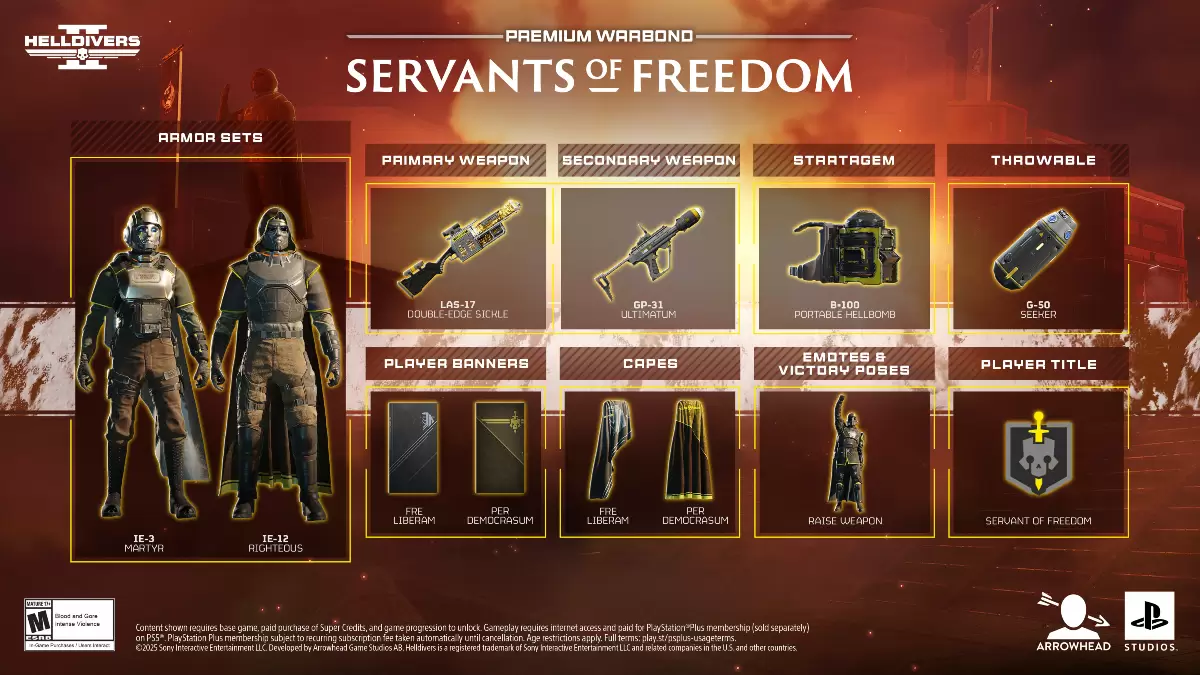 Servants of Freedom Warbond ให้รางวัลใน Helldivers 2.