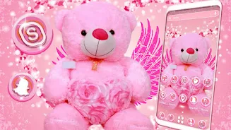 Pink Teddy Bear Theme স্ক্রিনশট 1