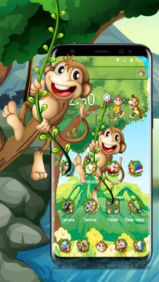 The Cute Cartoon Monkey Theme Tangkapan skrin 0
