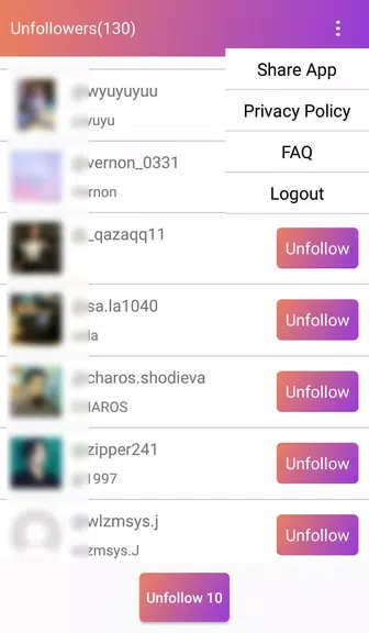 Follow Analyzer who not follow Screenshot 2