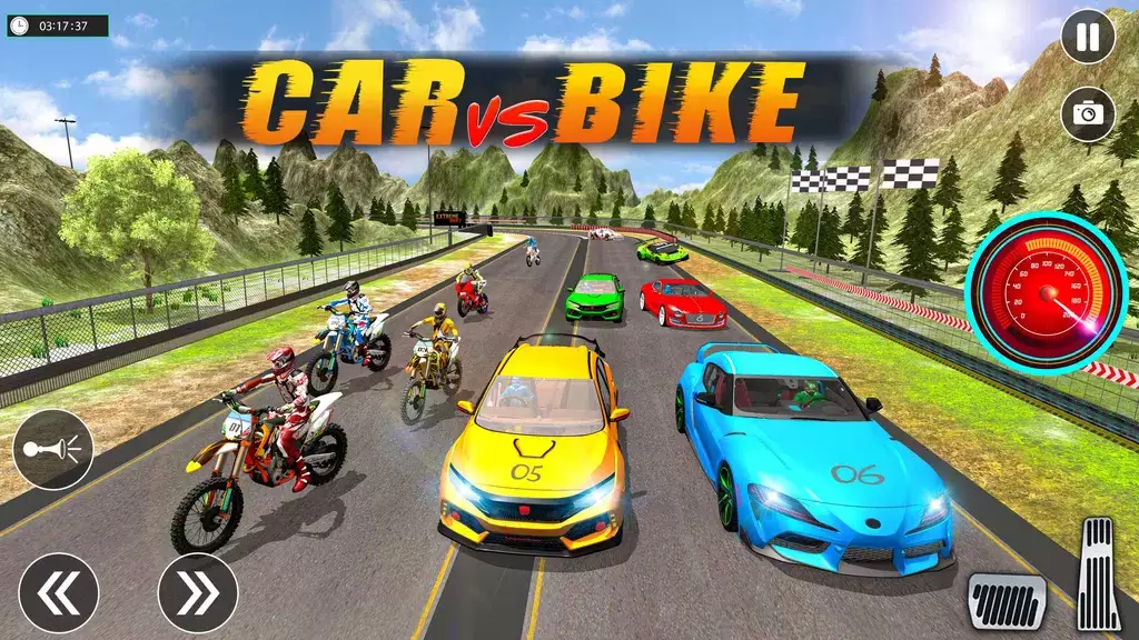 Sports Car vs Bike Racing Screenshot 0