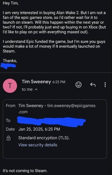 Алан Уэйк 2 не будет продан в Steam Tim Sweeney подтвержден