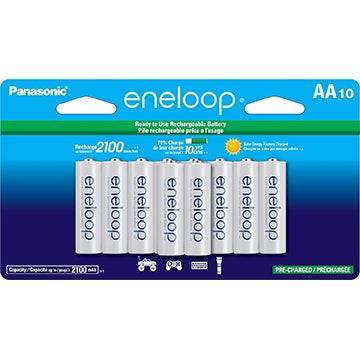 10-Pack Panasonic Eneloop AA Rechargeable Batteries