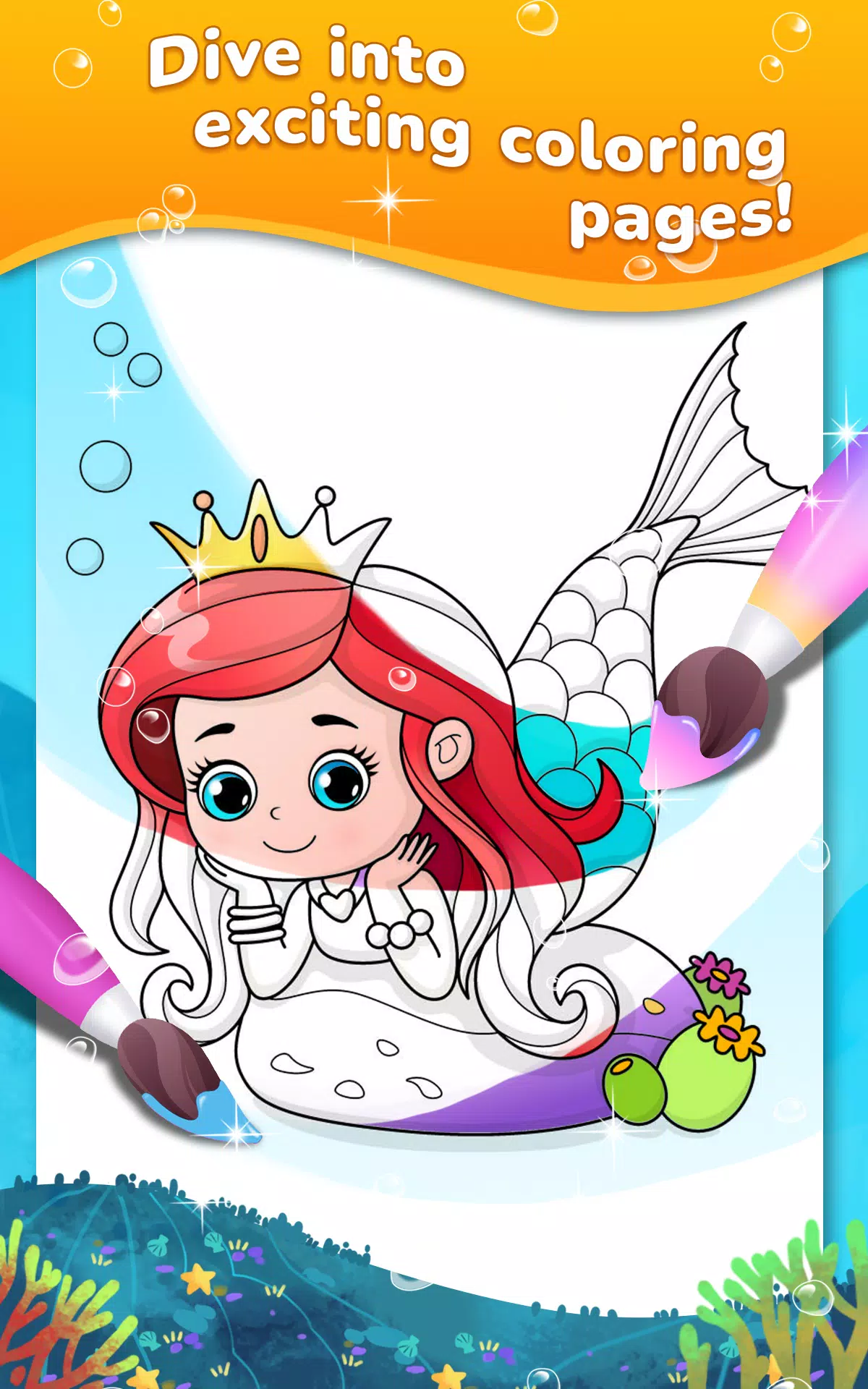 Mermaid coloring book gradient Screenshot 0