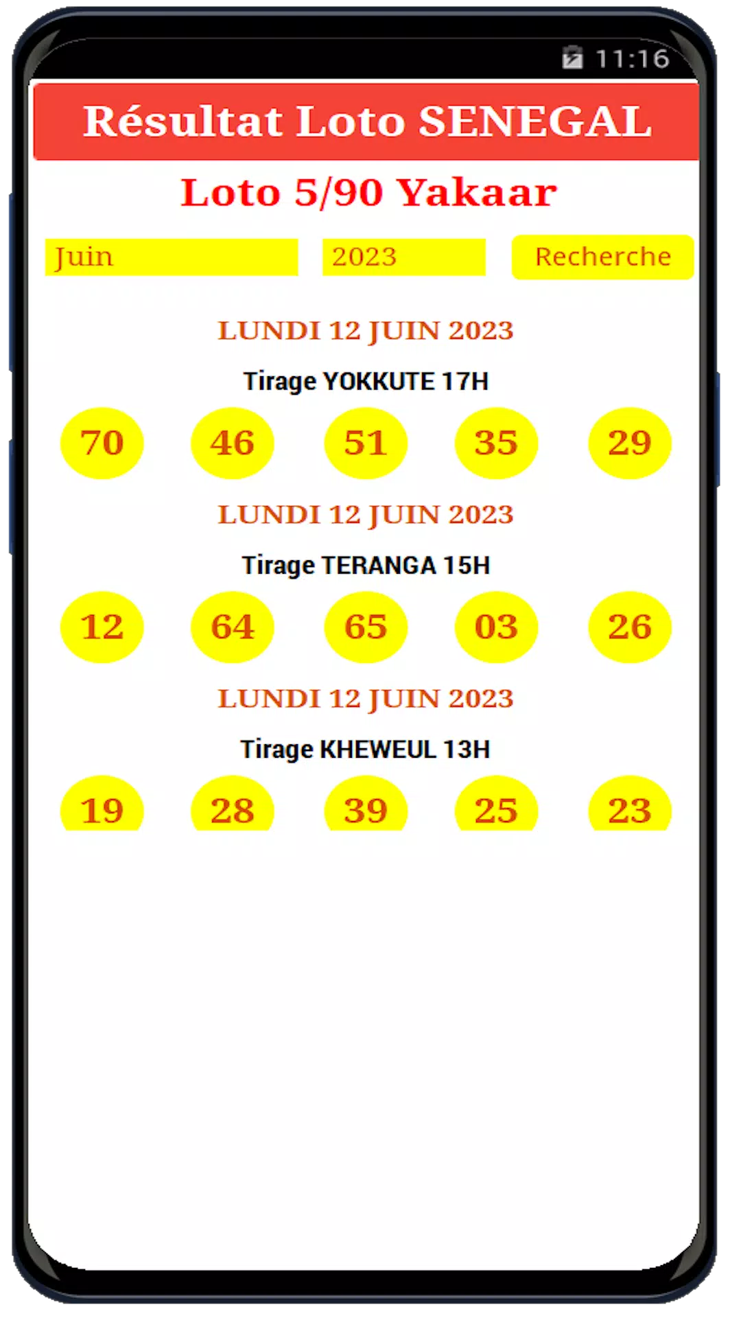 Loto Yakaar & SenLoto résultat Captura de pantalla 3