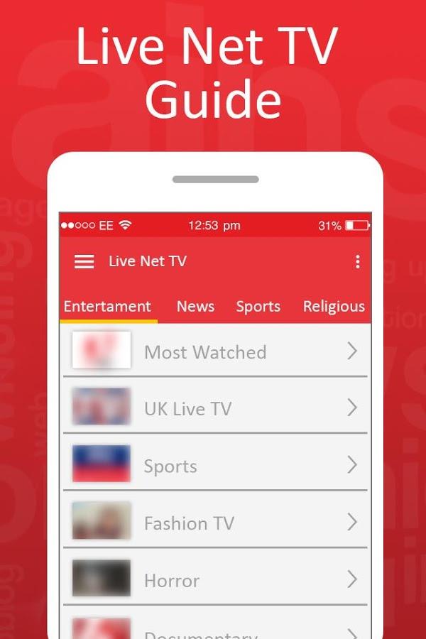 Live Net TV Streaming Guide Скриншот 1