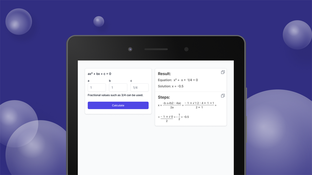 Quadratic Formula Calculator Captura de pantalla 1