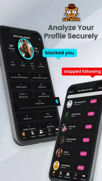 Sarman Instagram Analyzer: Followers & Unfollowers Captura de tela 0