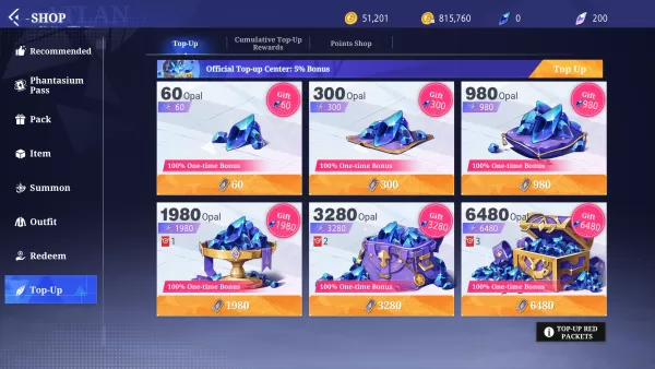 Opal Store-Oberfläche in Crystal of Atlan