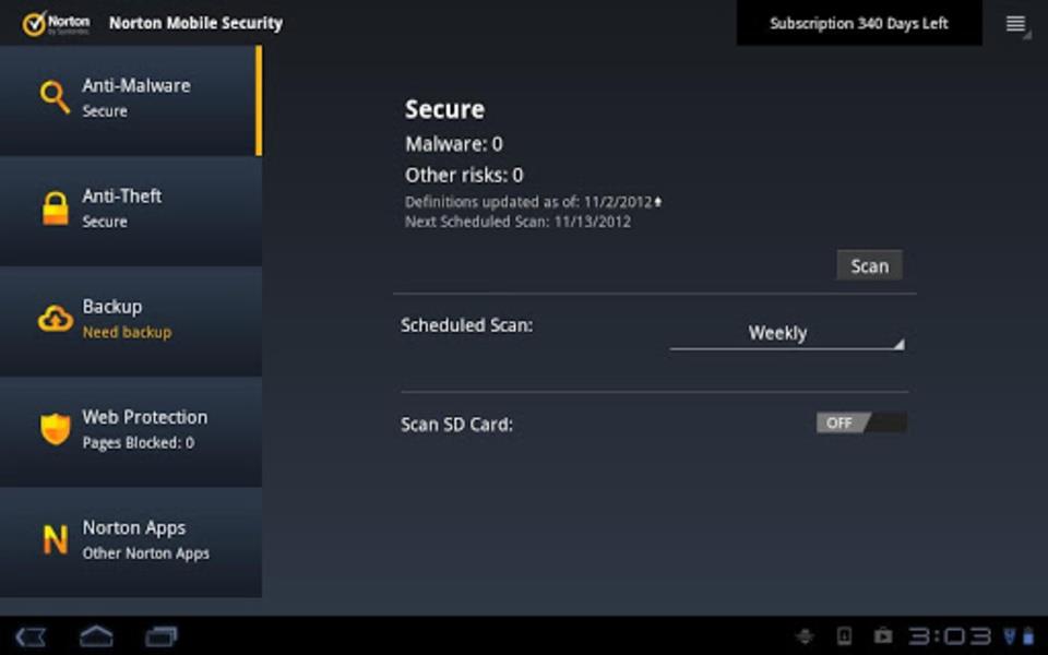 Norton Mobile Security Schermafbeelding 2