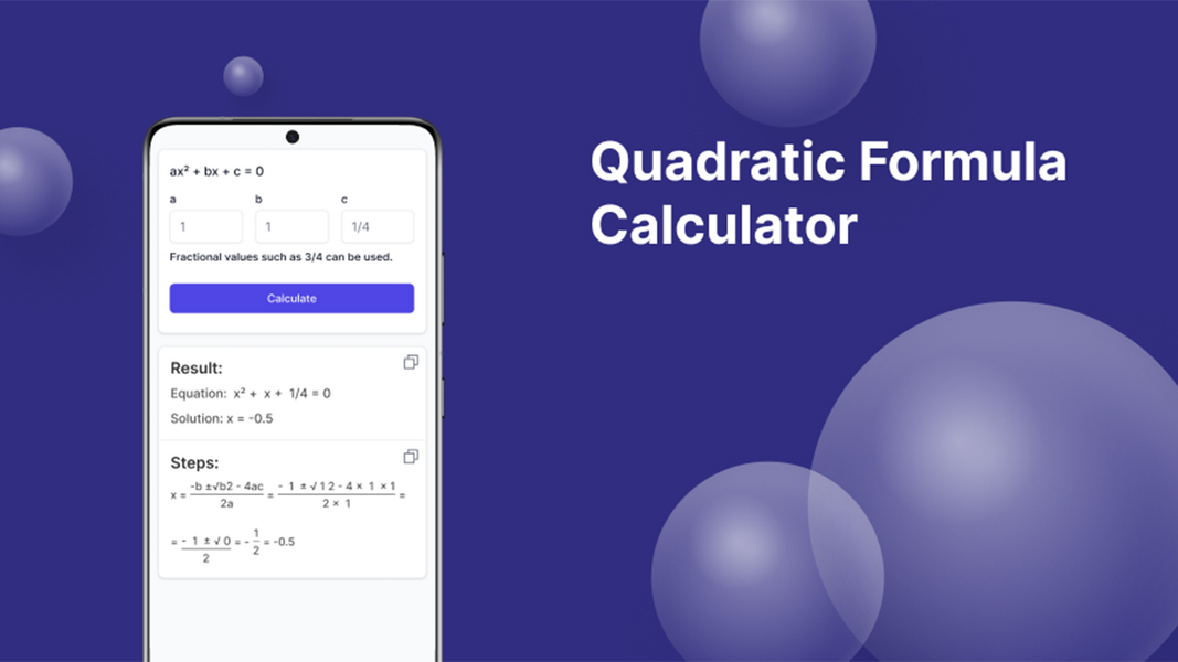 Quadratic Formula Calculator Captura de pantalla 2