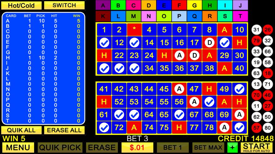 Keno 20 Card 스크린샷 1