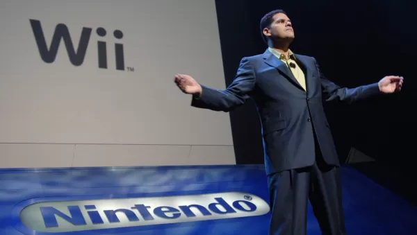 雷吉(Reggie)为Wii Sports作为Wii Pack而战。Susan Goldman/Bloomberg通过Getty Images摄影。