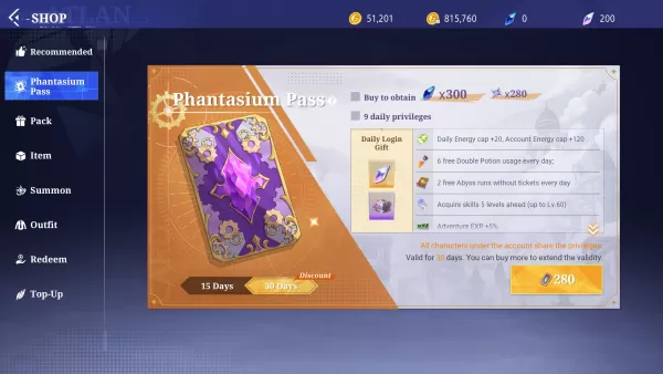 Aufschlüsselung der Phantasium-Pass-Vorteile