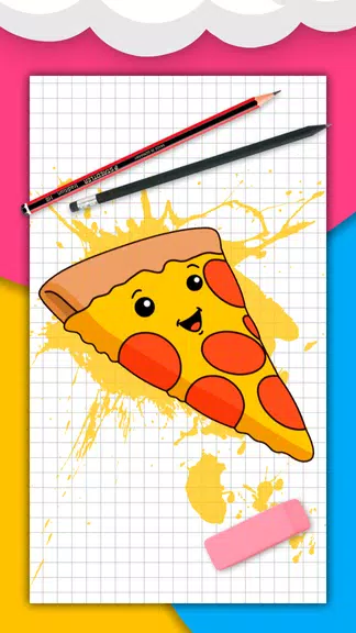 かわいい食べ物、飲み物を段階的に描く方法. 描画レッスン スクリーンショット 0