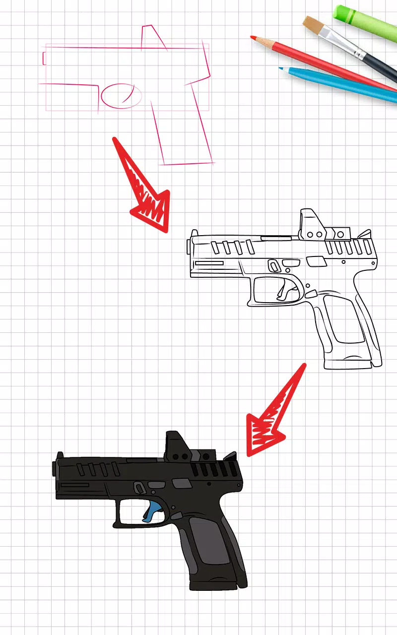 How to draw weapons step by st स्क्रीनशॉट 0