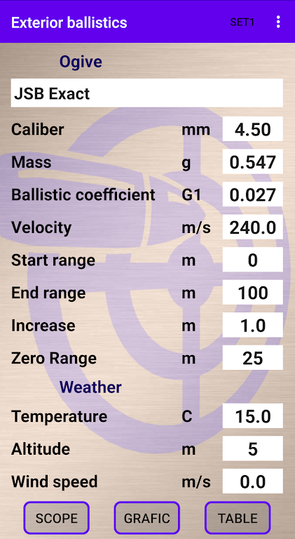 External ballistics calculator Ảnh chụp màn hình 0