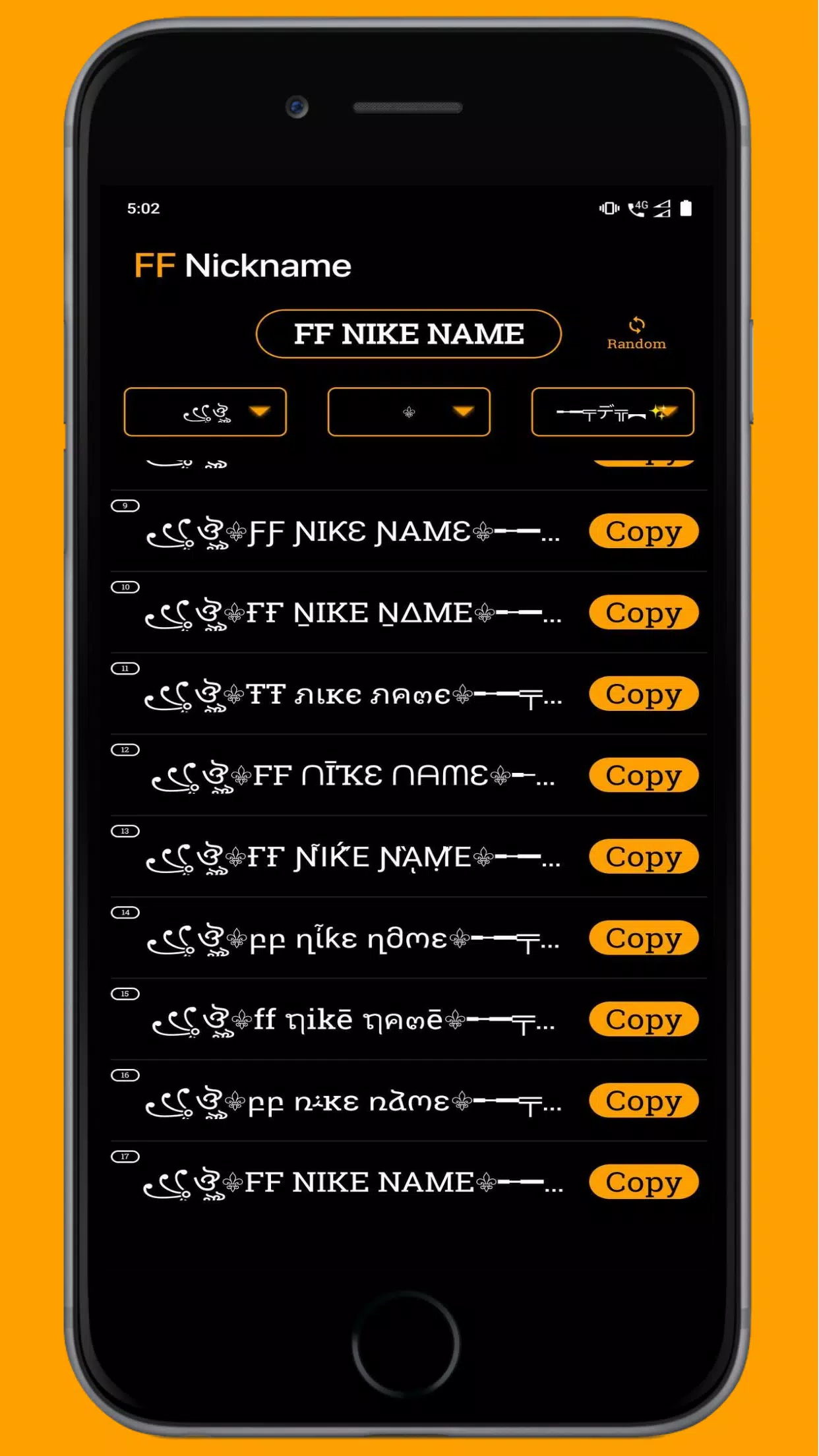 FF Name Creator - Nickname Generator For Games Captura de tela 2