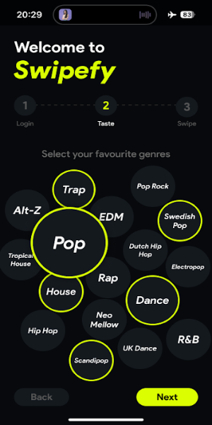 Swipefy for Spotify ဖန်သားပြင်ဓာတ်ပုံ 2