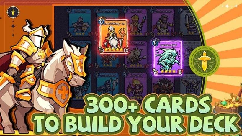 Isang screenshot promosyonal na imahe ng Punch Out na nagtatampok ng isang kabalyero sa kabayo at pagpili ng mga kard sa likuran niya