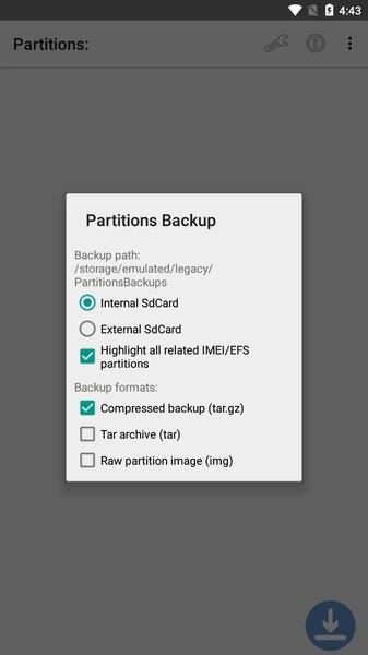 Partitions Backup and Restore Schermafbeelding 0