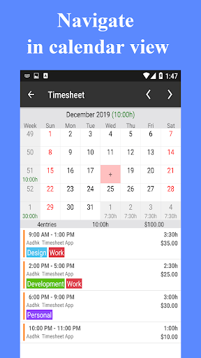 Timesheet – Work Hours Tracker Zrzut ekranu 1