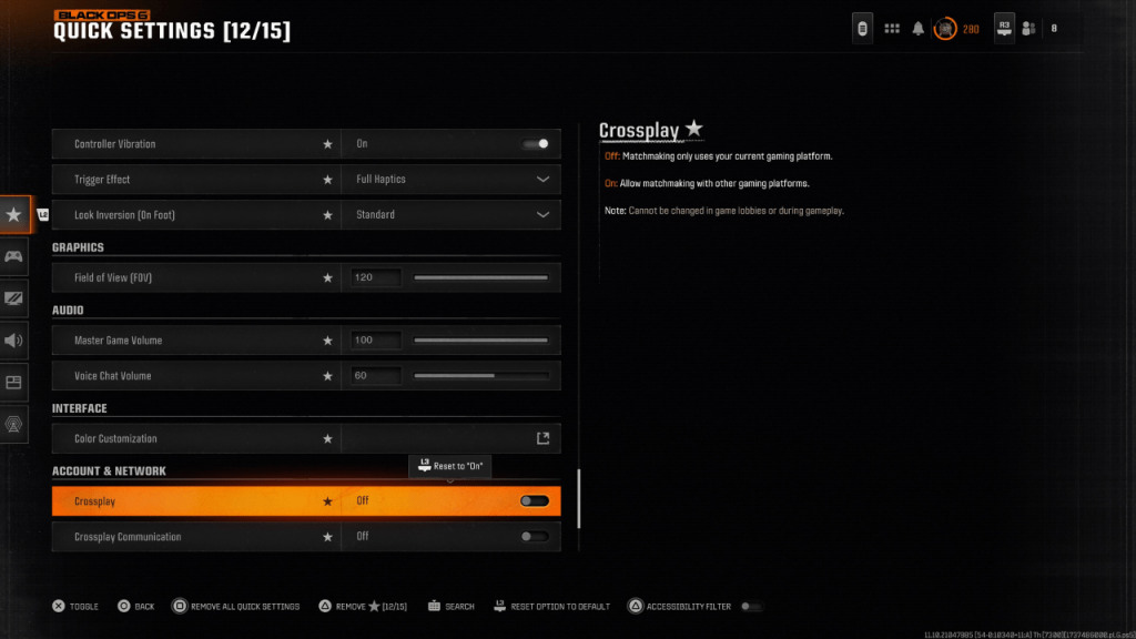 Call of Duty: Black Ops 6 Crossplay Settings