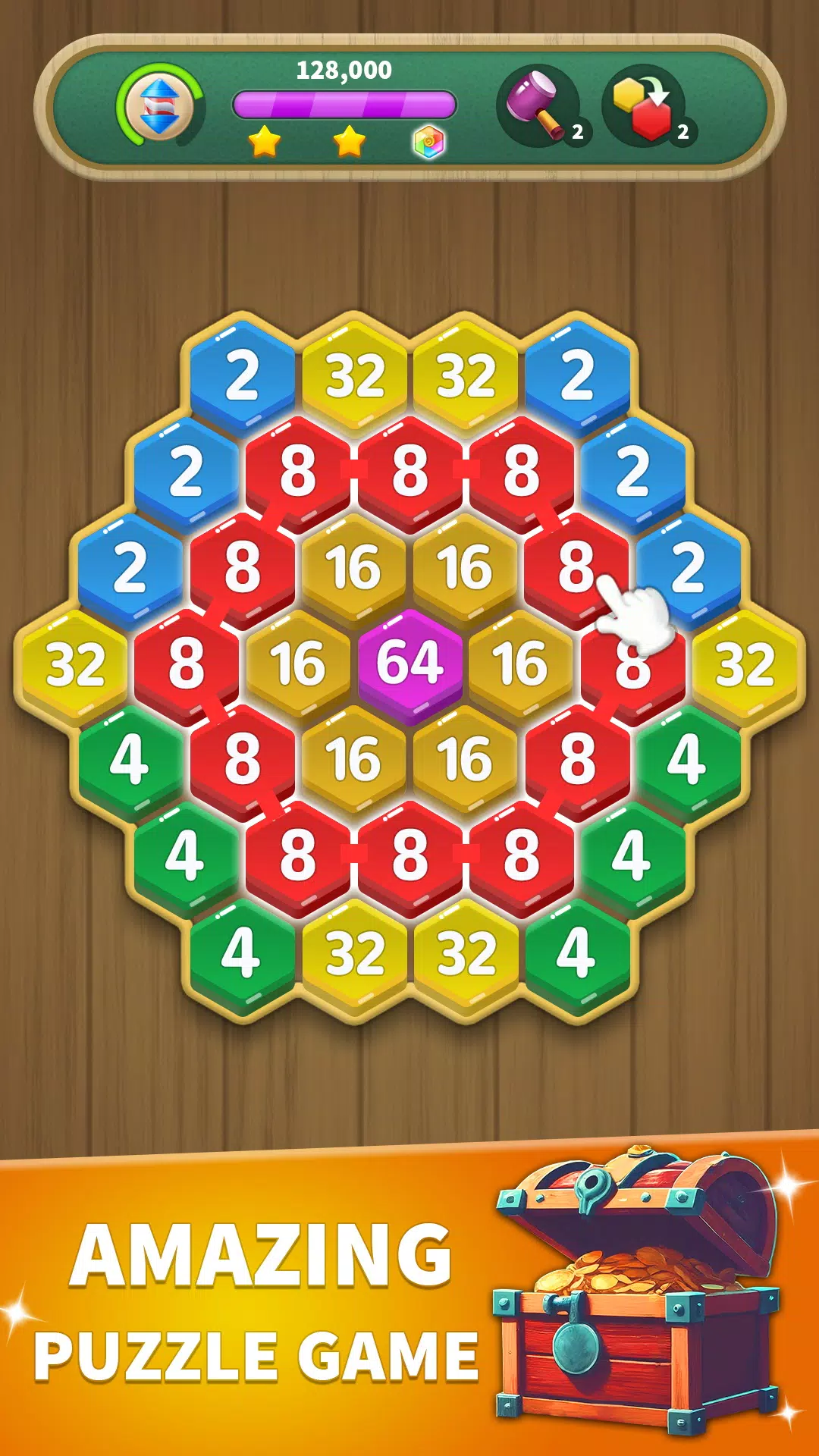 Hexa Connect: 2048 Puzzle スクリーンショット 0