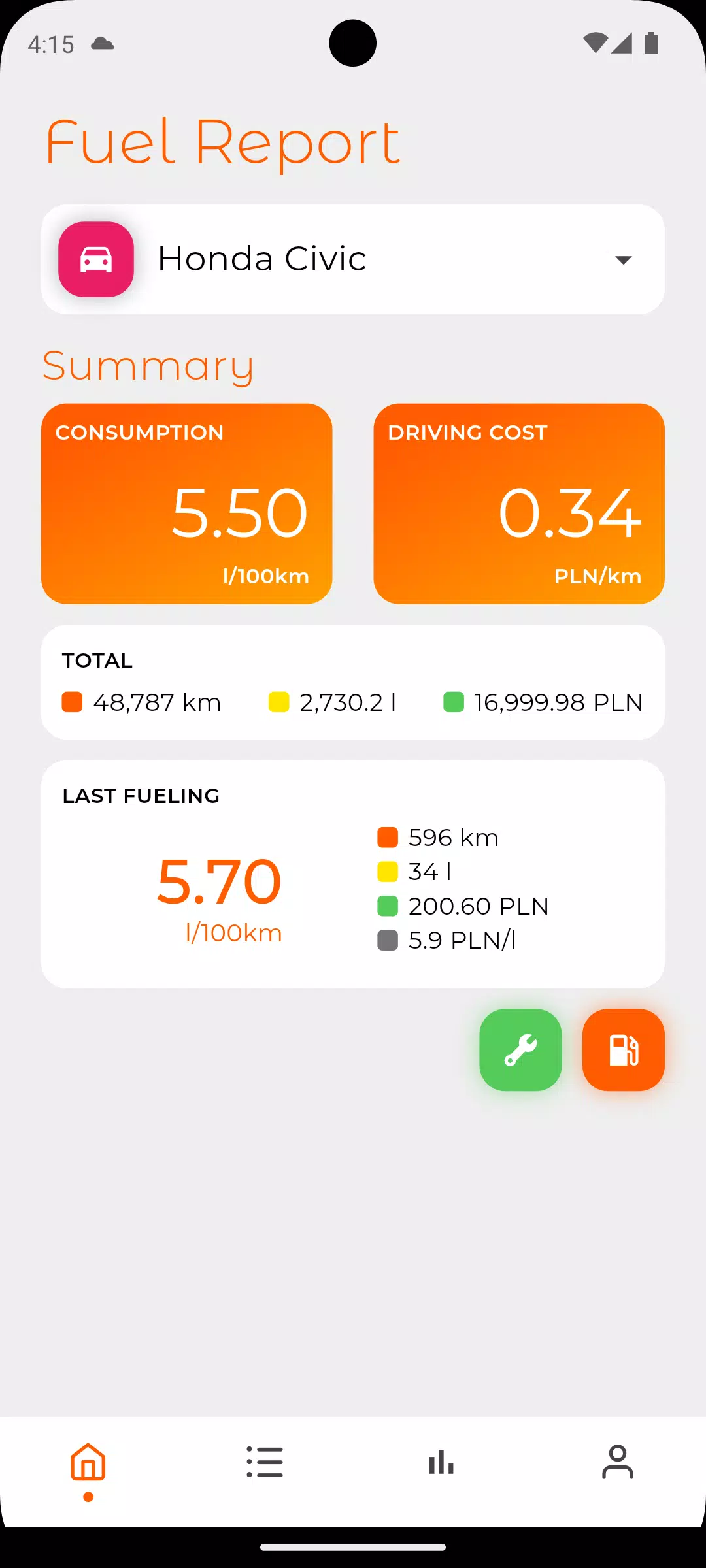 Fuel Log Captura de tela 0