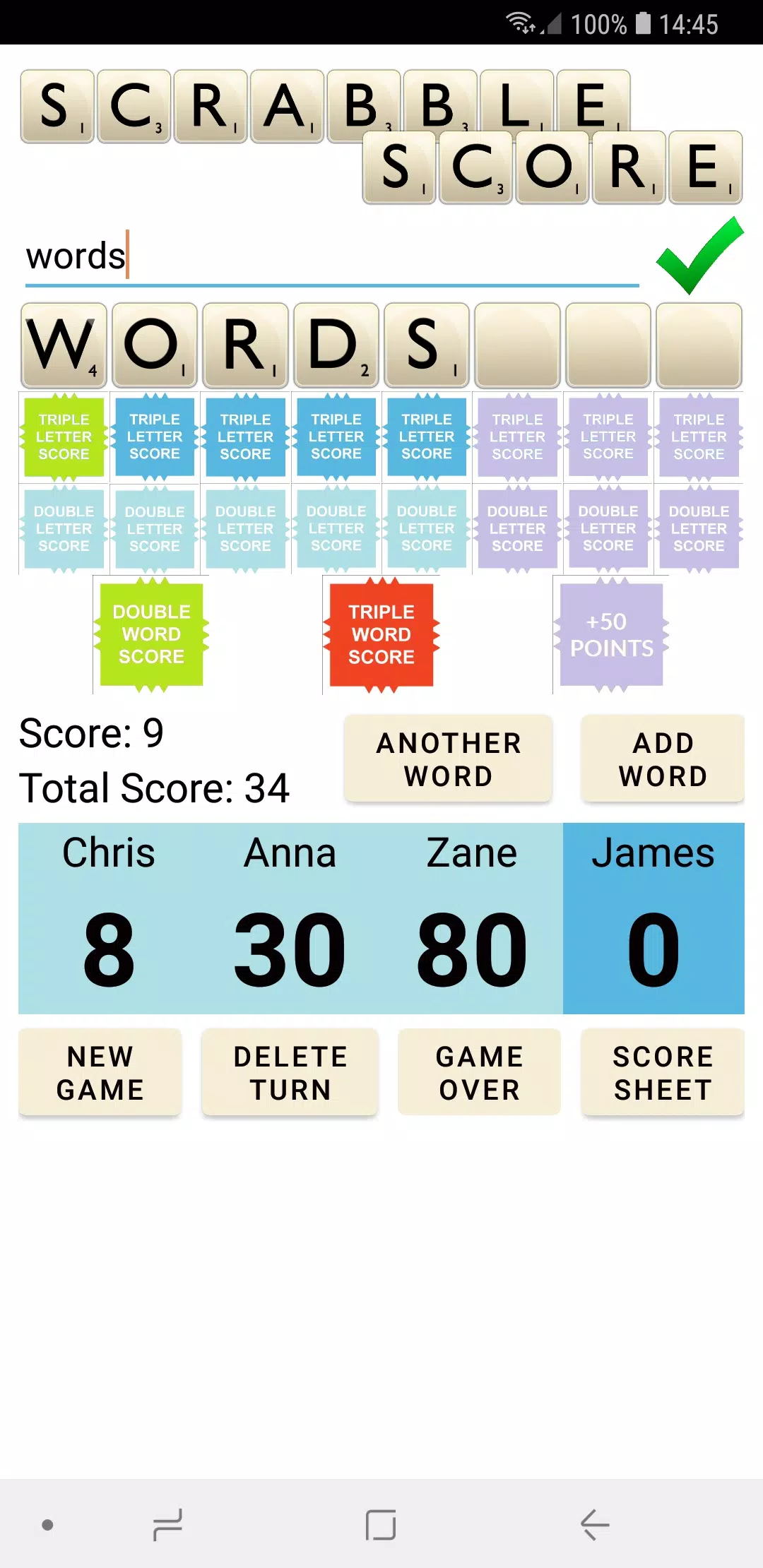 Scrabble Score 스크린샷 1