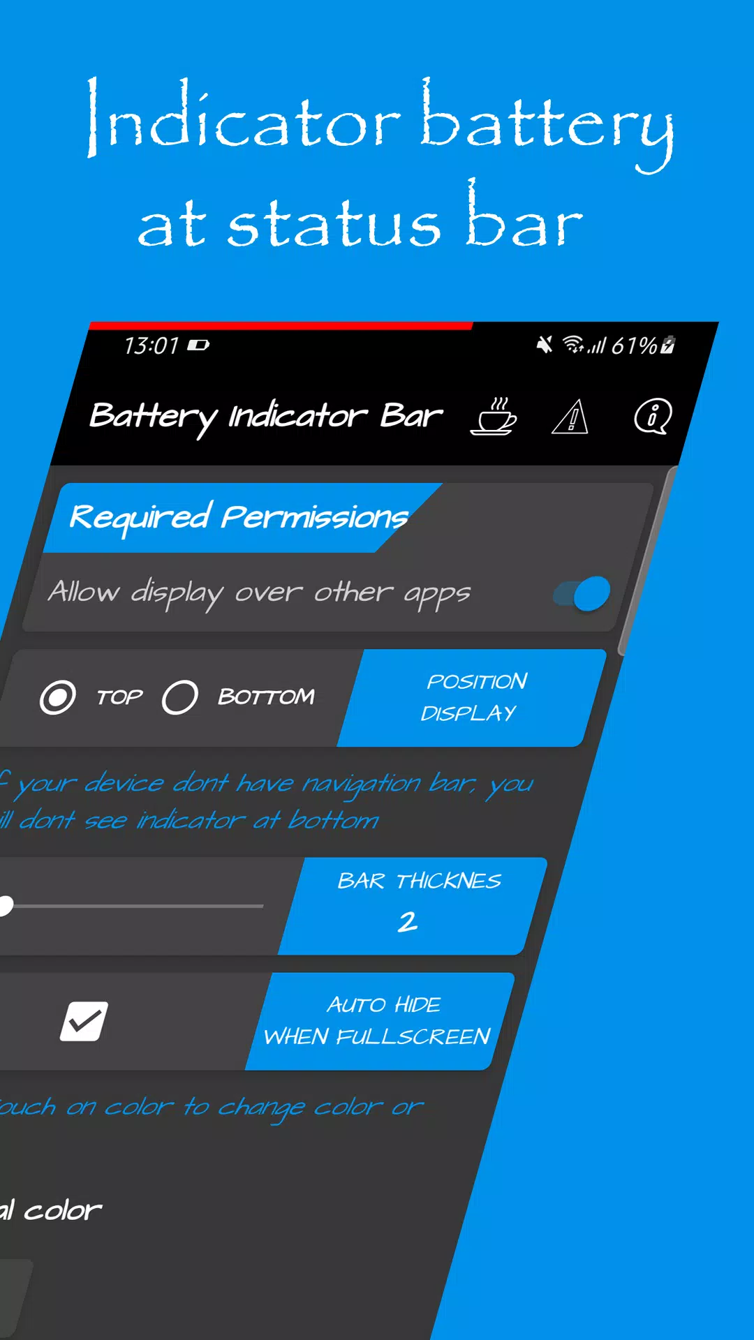 Battery Indicator Bar ဖန်သားပြင်ဓာတ်ပုံ 0