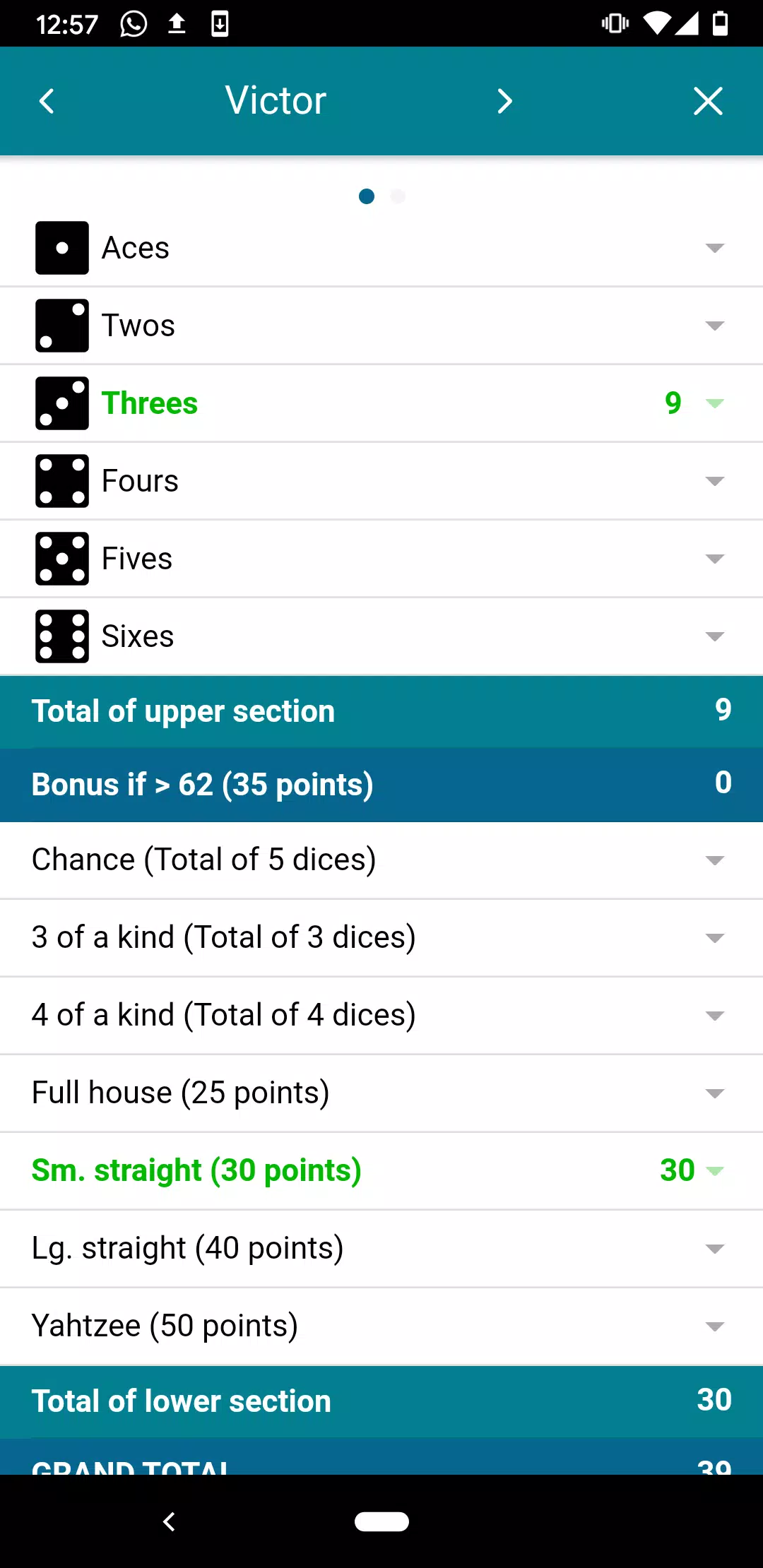 Yam's ScoreSheet (no advertisi ภาพหน้าจอ 1