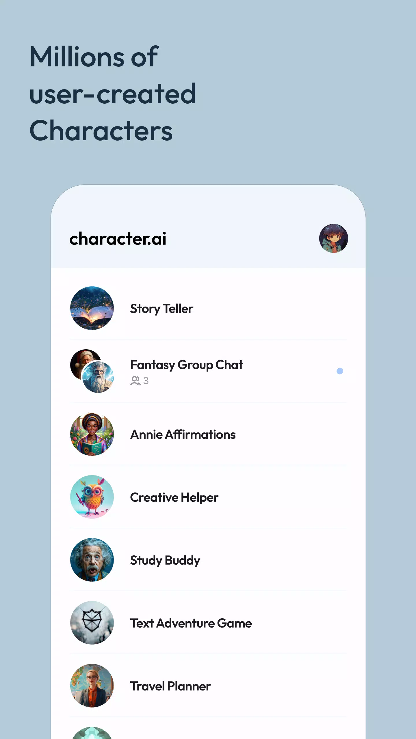 Character AI: Chat, Talk, Text Captura de pantalla 1