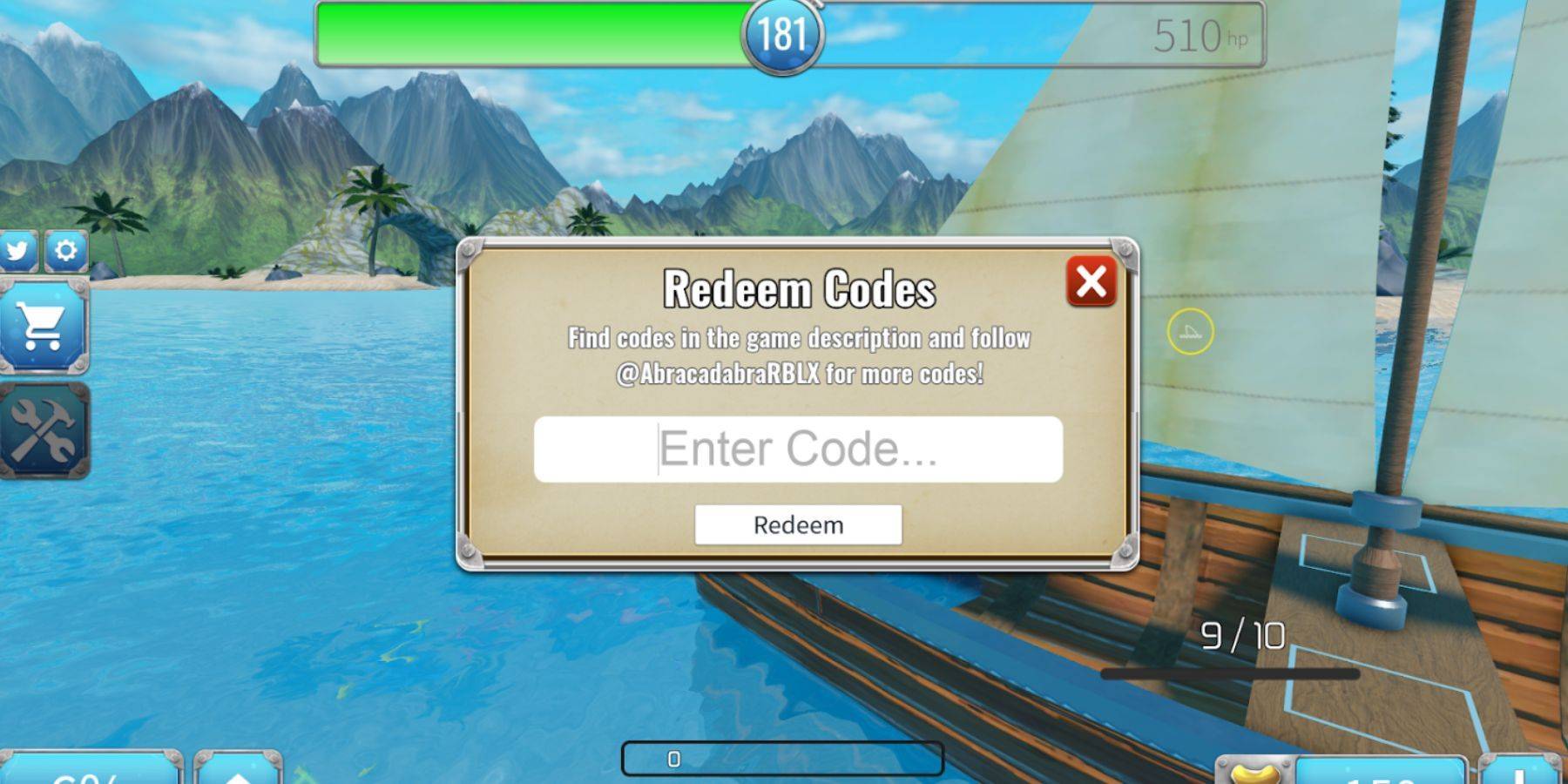 Redeeming a Code in Sharkbite 2