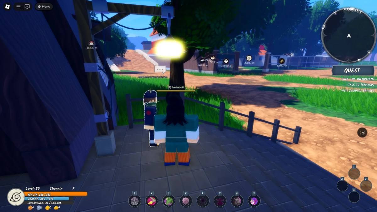 Ninja Time Roblox Deneyimi'ndeki Ninja Akademisi'nin yanındaki Kenma NPC'nin yeri