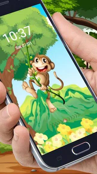 The Cute Cartoon Monkey Theme Tangkapan skrin 3