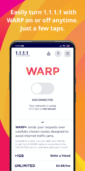 1.1.1.1 WARP: Safer Internet Tangkapan skrin 0