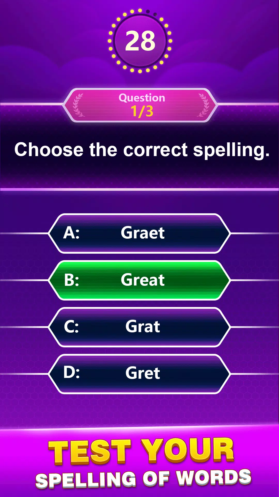 Spelling Quiz - Jeu de mots Capture d'écran 0