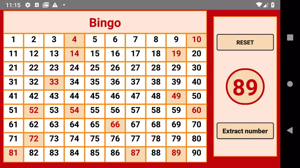 Bingo - numbers extractor - 90 numbers ภาพหน้าจอ 1