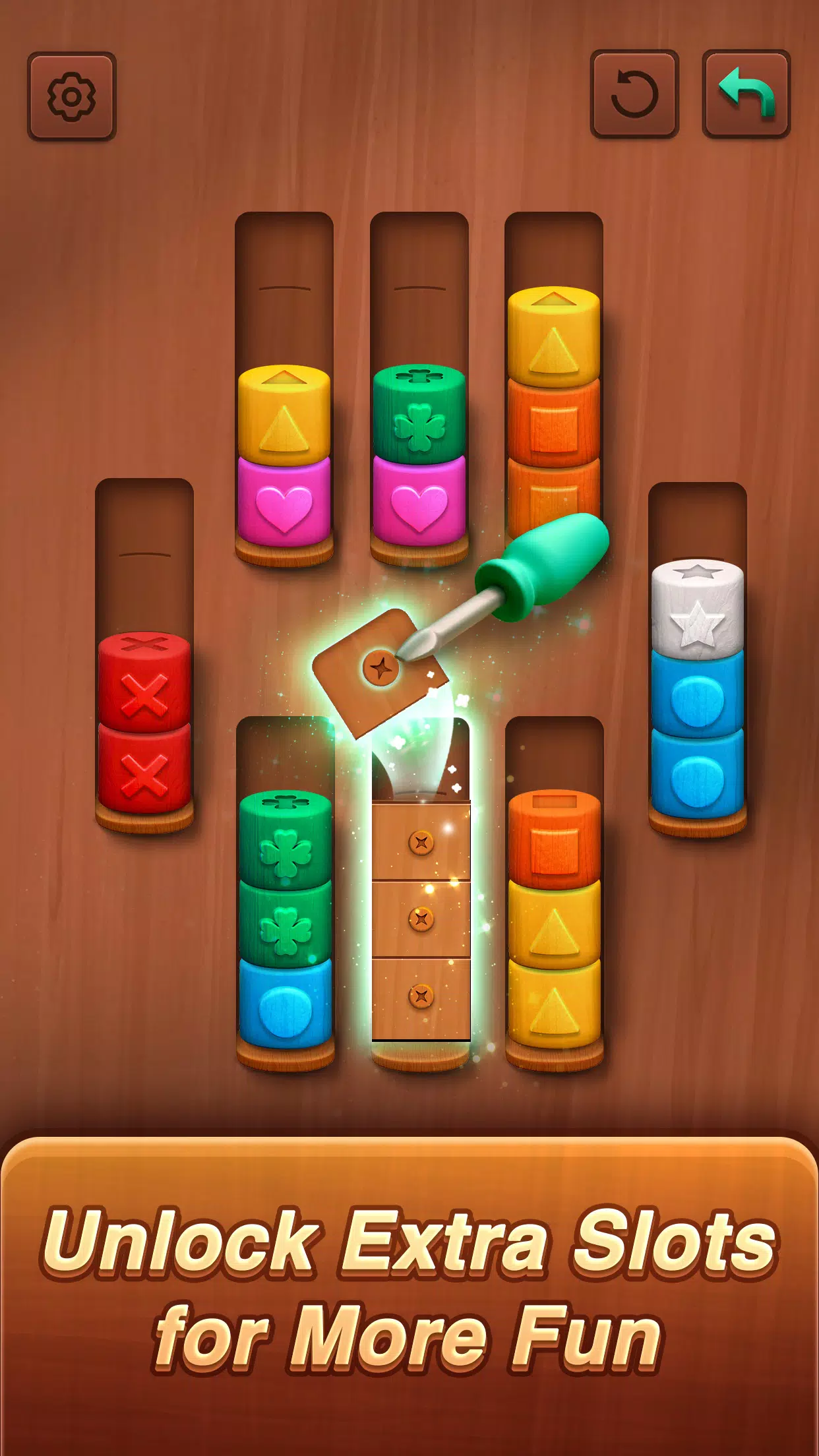 Color sort: Wood Cylinder Saga ภาพหน้าจอ 1