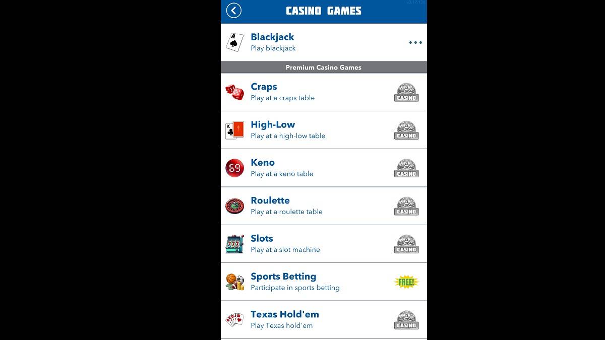 逃避現園的屏幕截圖 BitLife Casino Options