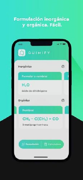 Schermata Quimify: Nomenclatura Química 2